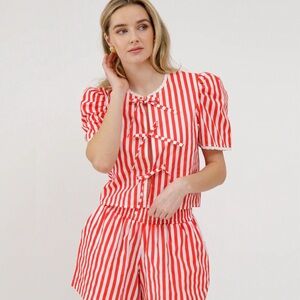 Brunette The Label Poplin Tie Up Top Size M/L